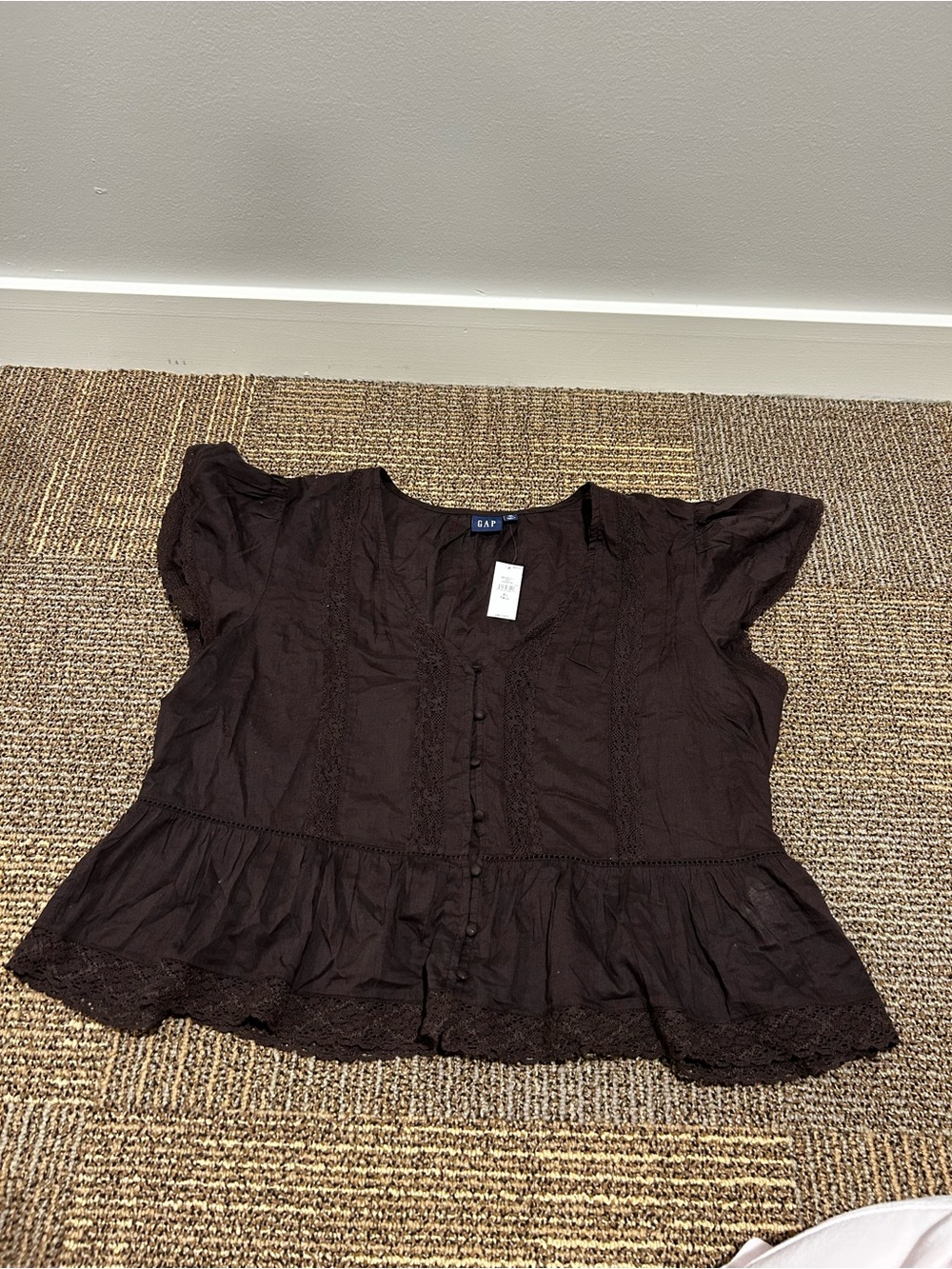 GAP NWT Women's Brown Peplum Button-Front Top XL Tall